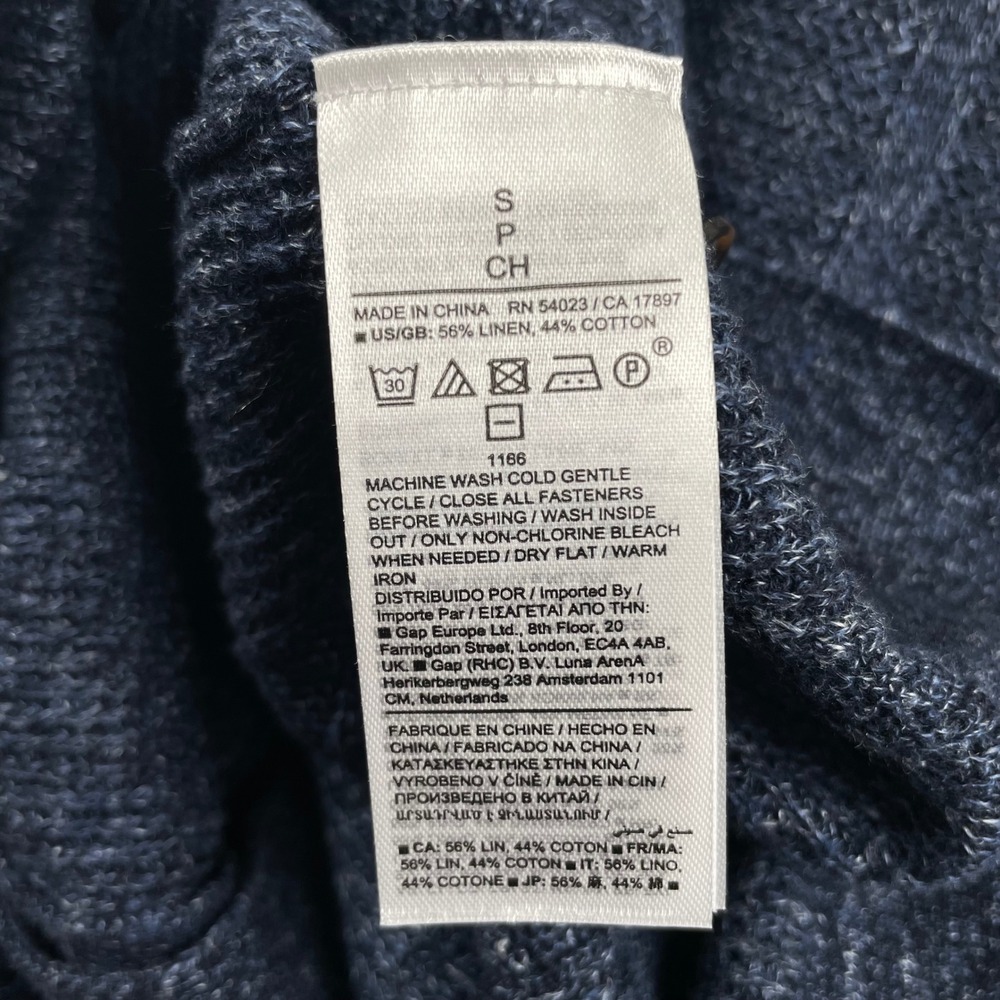 Banana Republic Resort Shirt Mens Small Blue Cotton Linen Blend Button Up - Picture 7 of 8